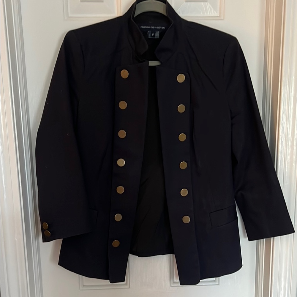 French Connection Gold and Blue Blazer with Structured Fit